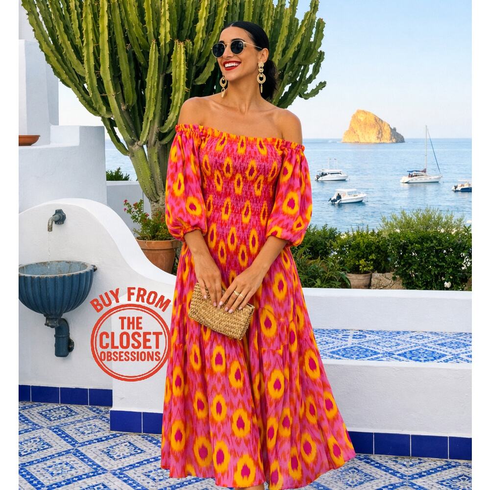 ZARA Blogger Fave Smocked Off-Shoulder Maxi Dress NWT - Picture 6 of 16